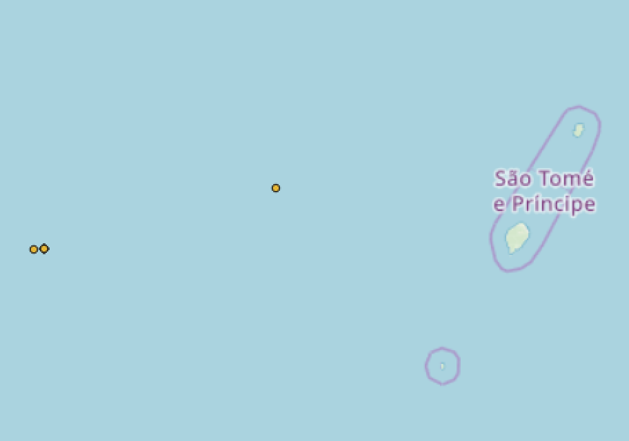 Halte in der Nähe des Koordinatenursprungs bei São Tomé und Príncipe